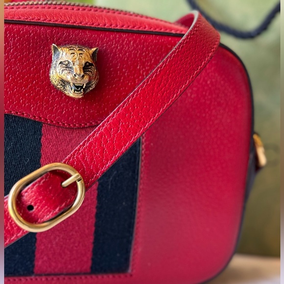 Gucci Web Animalier Crossbody Bag. Red - Picture 4 of 14